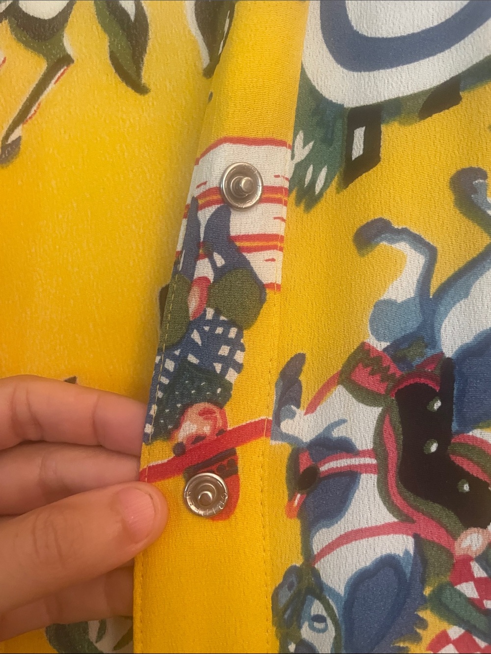 Betsey Johnson Yellow Graphic Print Button-Front Maxi Dress - Picture 15 of 15